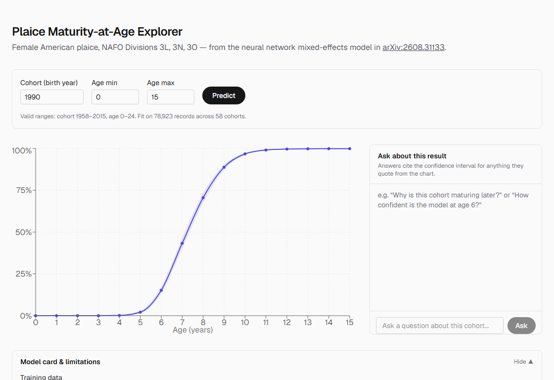 Plaice Maturity Explorer app screenshot